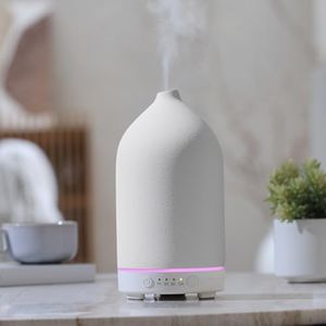 Gooamp 200ML Ceramic Diffuser,Aromatherapy Diffuser,Essential Oil Diffuser with 7 Color Lights Auto Shut Off for Home Office Room,White (1/3/6/ON hrs Working time)