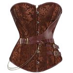 Josamogre Women's Steampunk Corsets Bustiers Gothic Punk Waist Cincher Retro Shapewearop Plus Size Pirate Brown 4XL