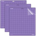 Strong Grip Cutting Mat for Cricut Explore One/Air/Air 2/Maker 3 Packs Cut Mats Replacement Accessories for Cricut (12 x 12 inch, Purple)