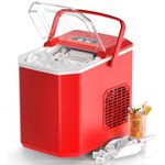 Ice Maker Machine for Home - Self-Cleaning Function, 9 Ice Cubes in 6 Minutes. Low Noise Operation - Ideal for Households, Offices, and Bars, Enjoy Refreshing Ice Anytime, Red