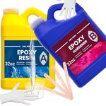 JHKL RESIN Epoxy Resin Kit,Food Safe Epoxy Resin Casting & Coating, Crystal Clear and Fast Cure & NO Bubble and Self Leveling to Easy Mix 1:1 for DIY Jewelry Making, Art Crafts (64oz)