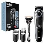 Braun Beard Trimmer Series 3 & Hair Clippers with Gillette Fusion5 ProGlide Razor, 39 Length Settings, UK 2 Pin Plug, BT3240, Black/Blue