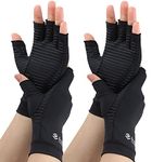 2 Pairs Compression Gloves for Women and Men – Fingerless Copper Arthritis Gloves for Rheumatoid Arthritis Osteoarthritis Carpal Tunnel – Hand Pain Relief and Support – Open Finger (Black, X-Large)