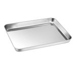 Small Baking Toaster Oven Pan, P&P CHEF Stainless Steel Toaster Oven Tray, Rectangle 12.5” x 9.7” x 1”, Non Toxic & Durable, Mirror Finish & Easy Clean