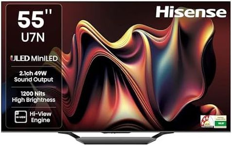 Hisense 139 cm (55 inches) U7N Series 4K Ultra HD Smart QLED Mini LED TV 55U7N (Black)