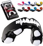 Legenda Mouth Guard Sports w/Case, Professional Mouthguard for Boxing, Muay Thai, MMA, Wrestling, Lacrosse and High Contact Sports, Fits Adults, Youth, and Kids 11+ (Black/White Fangs)