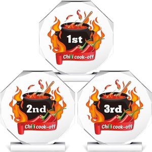 DoubleFill 3 Pcs Chili Cook Off Trophies 4.72 x 4.72 Inch Chili Cook Off Prizes Funny Trophy Chili Cookoff Trophy Award Chili Pot Trophies Contest Trophy Plaques for Decorations Party Events Supplies