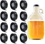 12 Pack 38mm Growler Caps Growler Lids Poly Seal Screw Caps Poly Seal Growler Caps Compatible with 1/2 Gallon and 1 Gallon Glass Gallon Jugs Replacement for Homebrew Wine Making Beer Brewing, Black