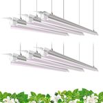 Barrina 4FT T8 Plant Grow Light, 252W(6 x 42W, 1400W Equivalent), Full Spectrum, LED Growing Lamp Fixture for Indoor Plant Growing, with ON/Off Switch & V-Shaped Reflector, Pinkish White, 6 Pack