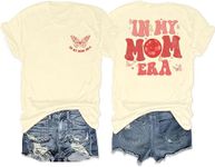 DUTUT Mama Shirt Mom Era Tshirt: in My Mom Era Shirt Womens Funny Mama Tees Groovy Butterfly Oversized Tops Apricot