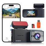 Dash Cam Front 4K WiFi Car Camera with 64GB SD Card 2160P Dashboard Camera,Smart App Control,WDR,Super Night Vision,Parking Mode,G-Sensor,Loop Recording,Support 256GB Max