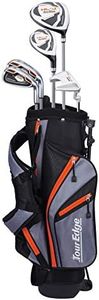 Tour Edge HL-J Junior Complete Golf Set with Bag (Left Hand, Graphite, 1 Putter, 2 Irons, 1 Hybrid, 1 Wood, 5-8 YRS) Orange