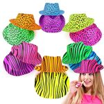 The Glowhouse Neon Animal Print Gangster Hats Pack of 12 Kids Adults Teens Party Hats