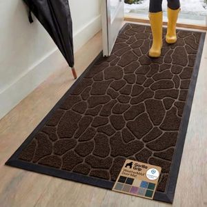 Gorilla Grip 100% Waterproof All-Season WeatherMax Doormat, 72x24 Runner, Durable Natural Rubber, Stain and Fade Resistant, Low Profile, Indoor Outdoor Door Mats, Easy Clean Mat, Dark Brown Pebble