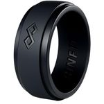 Rinfit Silicone Rings for Men - Mens Silicone Wedding Band - Infinity Silicone Ring Men - Rubber Wedding Rings - Patented Design - Black, Size 13