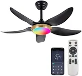 Liokoc Ceiling Fans with Lights with Remote & APP Control, 6-Speed Reversible DC Motor w/ 5 Propeller Blades Dimmable LED with CCT Function for Bedroom, Living Room, Entryway, Patio