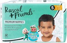 T Rascal + Friends Premium Diapers, Unisex 13-18kg, Size 5, 32 Pack, Eco-Friendly Baby Nappies, Sustainable Nappies, Enhanced Leakage Protection, Secure & Comfortable