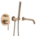 Bathroom Brass Bathtub Mixer Taps Bath Filler Spout Wall Mounted Handheld Shower System 2 Functions Faucet Set,Brushed Gold