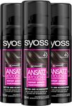 Syoss Roots Retoucher Concealer Spray Black Level 1 (3 x 120 ml), Root Spray Covers Lighter and Grey Renewable Roots, Root Colour Lasts Until The Next Hair Wash