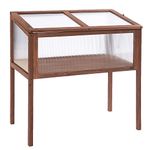 Outsunny 35" x 20" x 36" Wooden Cold Frame Greenhouse, Garden Portable Raised Planter for Outdoor Indoor Use, Brown