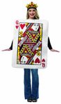 Adults Queen Of Hearts Poker Playing Cards Party Fancy Dress Costume, Red, M