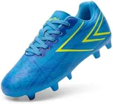 DREAM PAIRS Boys Girls Soccer Cleats Kids Youth Firm Ground Football Shoes for Little/Big Kid,Size 1 Little Kid,Blue,KKUMSO2509