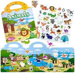 Reusable Stickes Book,Activity Books for Kids Ages 3-5,Wild Animal Busy Book for Toddlers,Waterproof Sticker Learning Toys Boys Girls Ideal Gift