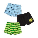 YouGotPlanB Boy's Football Multicolor Boxers | Regular fit | 100% Cotton | No-Mark Elastic Waistband | Antibacterial & Antimicrobial | 14-16 Years | Combo Pack of 3