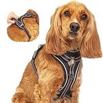 Elite Paws® UK: Premium Metal Buckle Dog Harness, Large, Strong, Safe, Padded, Comfortable, Adjustable, Reflective, Front/Back Lead Clips, Soft Handle, Pet Walking Vest/Training Product (Black, Large)