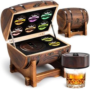 Electric Whiskey Smoker Kit with Charred Wooden Case(Patent Pending), Rechargeable Cocktail Smoker Kit with 8 Flavors Wood Chips, Old Fashioned Smoker, Bourbon Gifts for Men, Dad (No Butane Needed)
