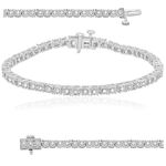 La4ve Diamonds 1/2 Carat Round Cut Natural Diamond Tennis Bracelet (J-K, I3) in Flash-plated Sterling Silver | Jewelry for Women | Gift Box included, One Size, Sterling Silver, white diamond