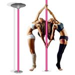 GEBBEM Dancer Poles for Home Spinning Static, Floor to Ceiling Stripper Poles/Adjustable Rotating Exercise Trainer for Apartment Bedroom Party Club Pole Dancing & Fly Dance, with Silicone Dome