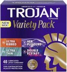 Trojan Pleasure Pack Premium Lubricated Latex Condoms, 40 Count (Fire & Ice)