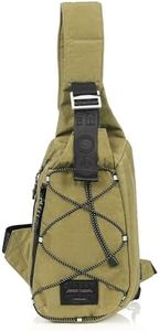 ZIMEGO Tactical Fanny Pack and Crossbody Bag - Utility Sling Bag for Travel and Outdoor, Olive Green