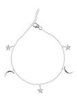 Clara 925 Sterling Silver Moon & Star Anklet Payal (Single) | Adjustable Chain | Gift for Women and Girls