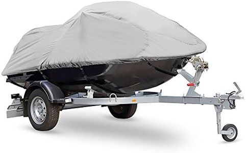 Pyle Heavy Duty Boat Cover - 127” to 138” Universal Marine Grade Storage Cover w/Rear Air Vents, Waterproof Fabric & Elastic Cord - Protection Against Rain, Mildew & UV Damage - PCVJS13