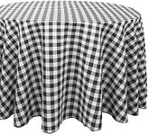 Linentablecloth 120-Inch Round Checkered Tablecloth, 100% Gingham Polyester Washable Cloth for Picnic, Restaurant, Dining, Kitchen, Wedding & Party (Black/White)