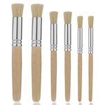 TOYMIS 6Pcs Wooden Stencil Brushes, Natural Bristle Stencil Brushes for Acrylic Painting, Oil Painting, Watercolor Painting, Card Making, DIY Art Crafts Project (3 Sizes)