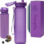 Hydracy Water Bottle with Time Marker - Large 1 Liter 32 Oz BPA Free Water Bottle -Leak Proof & No Sweat Gym Bottle with Fruit Infuser Strainer -Ideal Gift for Fitness or Sports & Outdoors -Berry Blue