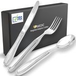 iMedic Weighted Utensils for Hand Tremors - 3-Piece Adaptive Utensils with Gift Box - Weighted Silverware for Hand Tremors - Weighted Silverware for Parkinsons - Built Up Utensils for Adults