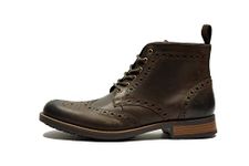 HX London Men formal And Semi Casual Lace-Up Brogue Leather Boots, Brown, 9 Uk