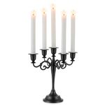 Sziqiqi Halloween Candelabra Candle Holder 5-Arms Candlestick Holders, Matte Black Candle Stick Stands for Taper Candles for Candlelight Dinner Party Wedding Table Centrepieces Christmas Mantel Decor