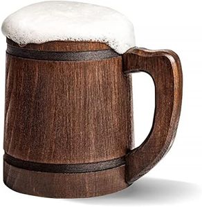 20 oz Handmade Root Beer Stein 600 ml - Flagon Metal Mugs with Handle Medevil - Wood Viking Renissance Thousand Beers Tankard Fantasy Ring Keg Mug - Vaso Cervecero Pirata Metal Wooden Cup