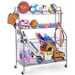 WEYIMILA Sports Equipment Organizer for Garage, Garage Sports Organizer, Toy Storage, Nerf Gun Storage, Garage Storage Rack for Outdoor, Indoor, Steel, Gray