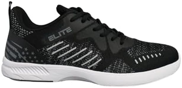 ELITE Men's Freedom USA Flag Athletic Lace Up Bowling Shoes with Universal Sliding Soles for Right or Left Handed Bowlers (Black/Grey, US Footwear Size System, Adult, Men, Numeric, Medium, 10)