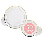 50 Piece Gold Plastic Plates - 25 Dinner Plates and 25 Salad Plates | Plastic Plates For Parties | Gold Plates | Party Plates | Wedding Plates | Disposable Plates For Party