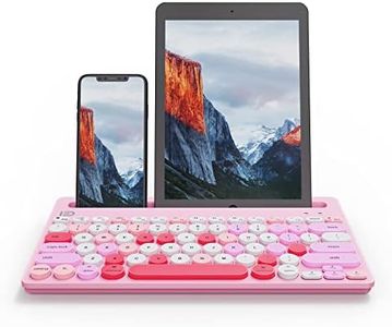 HUO JI Wireless Keyboard Multi-Device, Bluetooth and 2.4G Dual Mode for iPad, Switch to 3 Devices for Tablet, iPhone, PC, Smart TV, Cellphone, iOS Android Windows, Pink