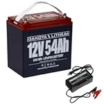 Dakota Lithium – 12V 54Ah LiFePO4 Deep Cycle Battery – 11 Year USA Warranty 2000+ Cycles – For Trolling Motors, Fish Finders, Ice Fishing, Marine, and More – Charger Included