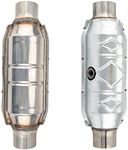 KAC 2PCS 2.5" Inlet/Outlet Universal High Flow Round Catalytic Converter For 99306HM Catalytic Converter (EPA Complaint)