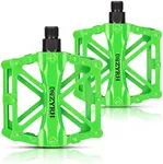 KEMIMOTO Mountain Bike Pedals MTB Bicycle Flat Pedals, 9/16'' CNC Aluminum Durable Sealed Bearings for Most Bikes BMX MTB Enduro Downhill Trail (Two Pack) (Green)